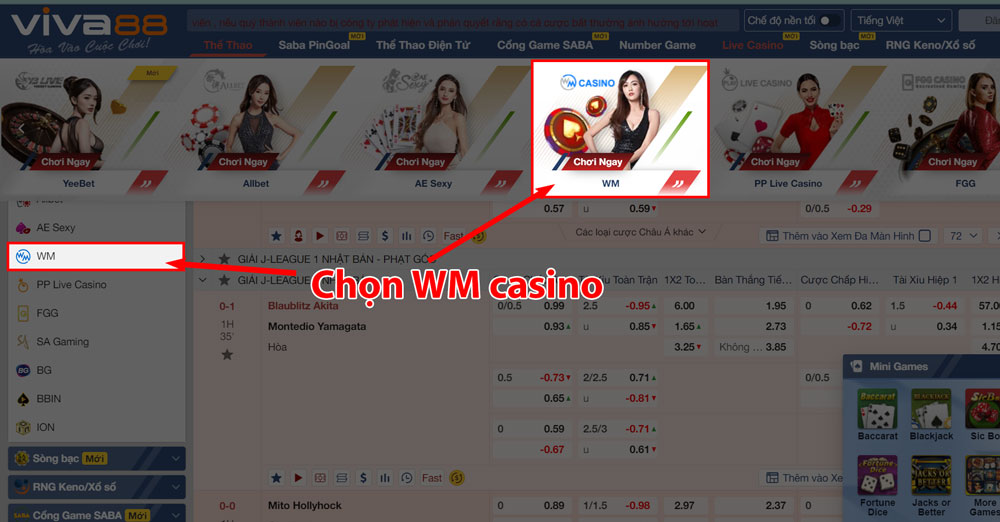Đăng nhập sảnh RỒNG HỔ WM Casino